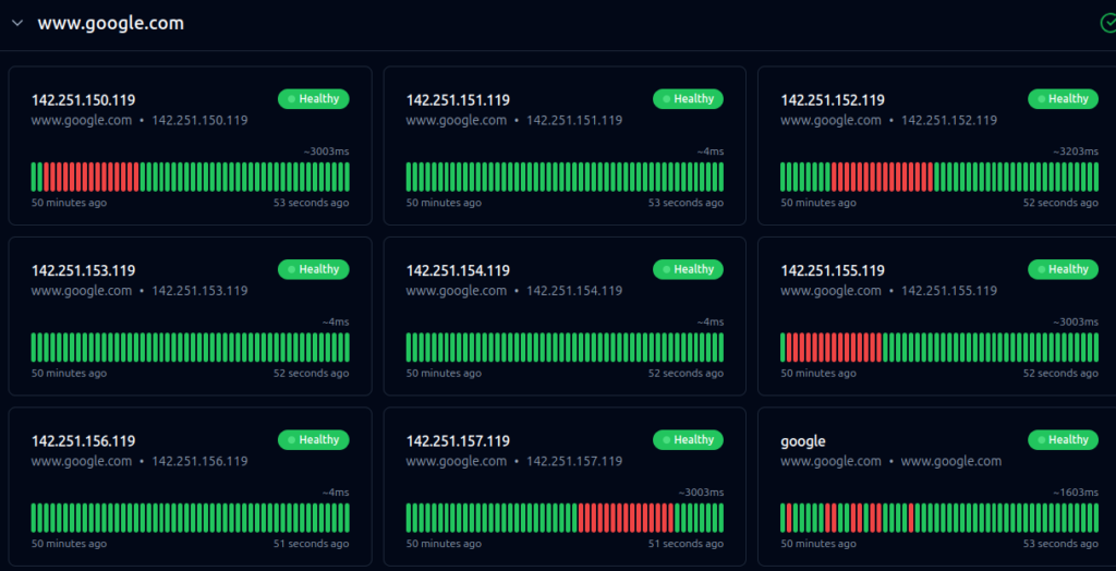 Gatus dashboard from 22 September 2026